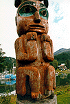 Closeup photo of a totem pole